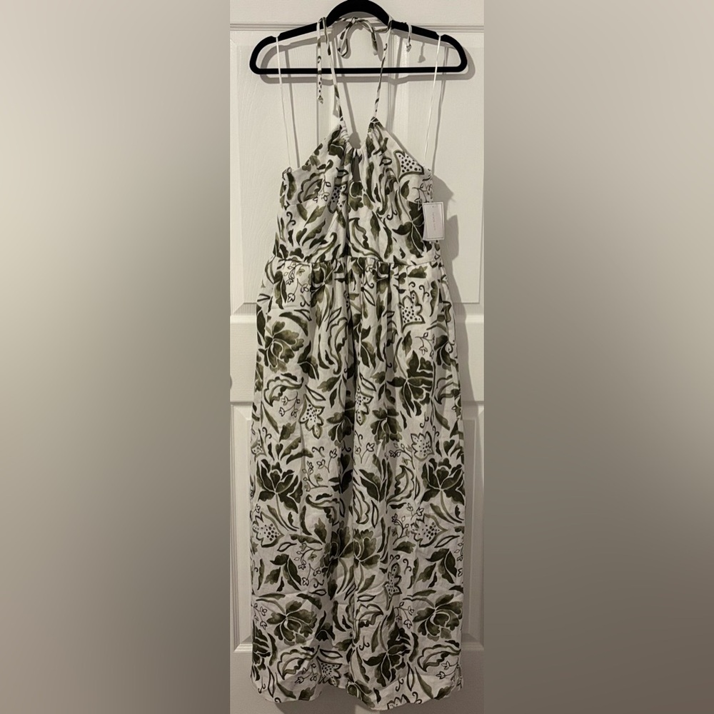 NWT 1State Green Leaf Print Maxi Dress - Picture 2 of 8